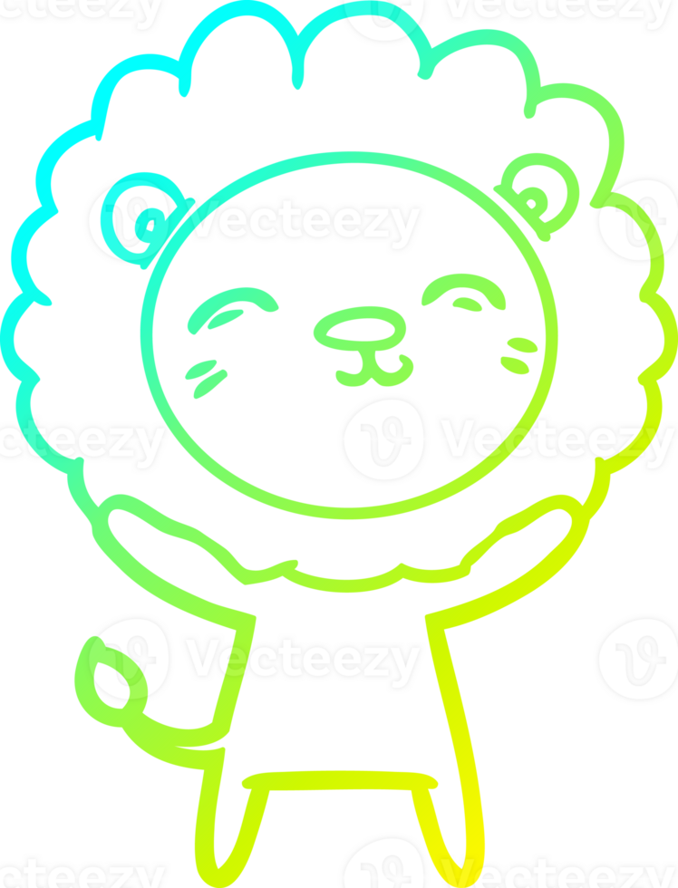 cold gradient line drawing of a cartoon lion png