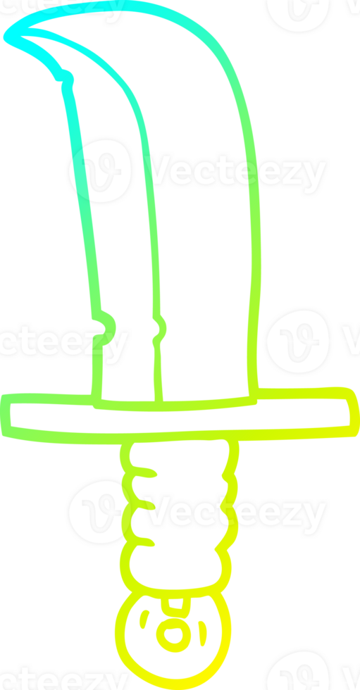 cold gradient line drawing of a cartoon dagger png