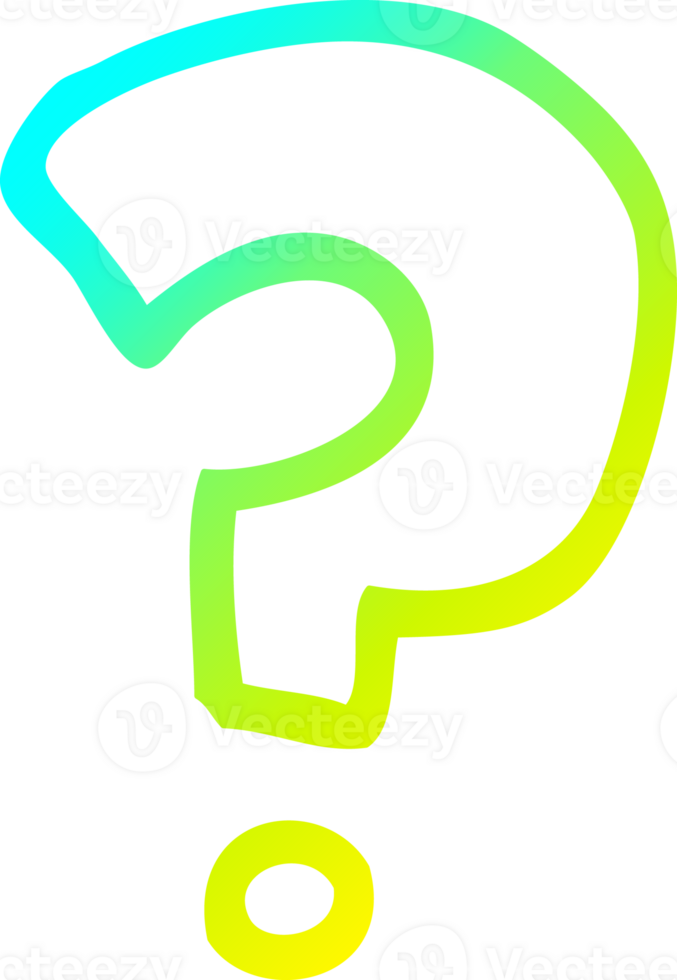 cold gradient line drawing of a cartoon question mark png