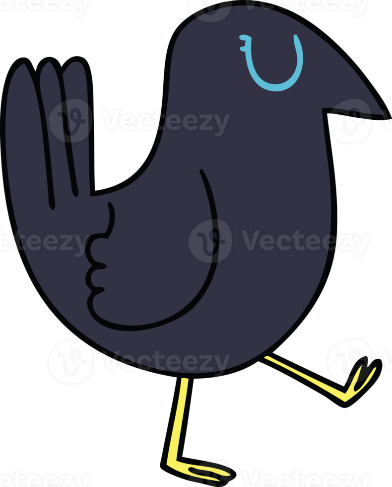 hand drawn quirky cartoon crow png