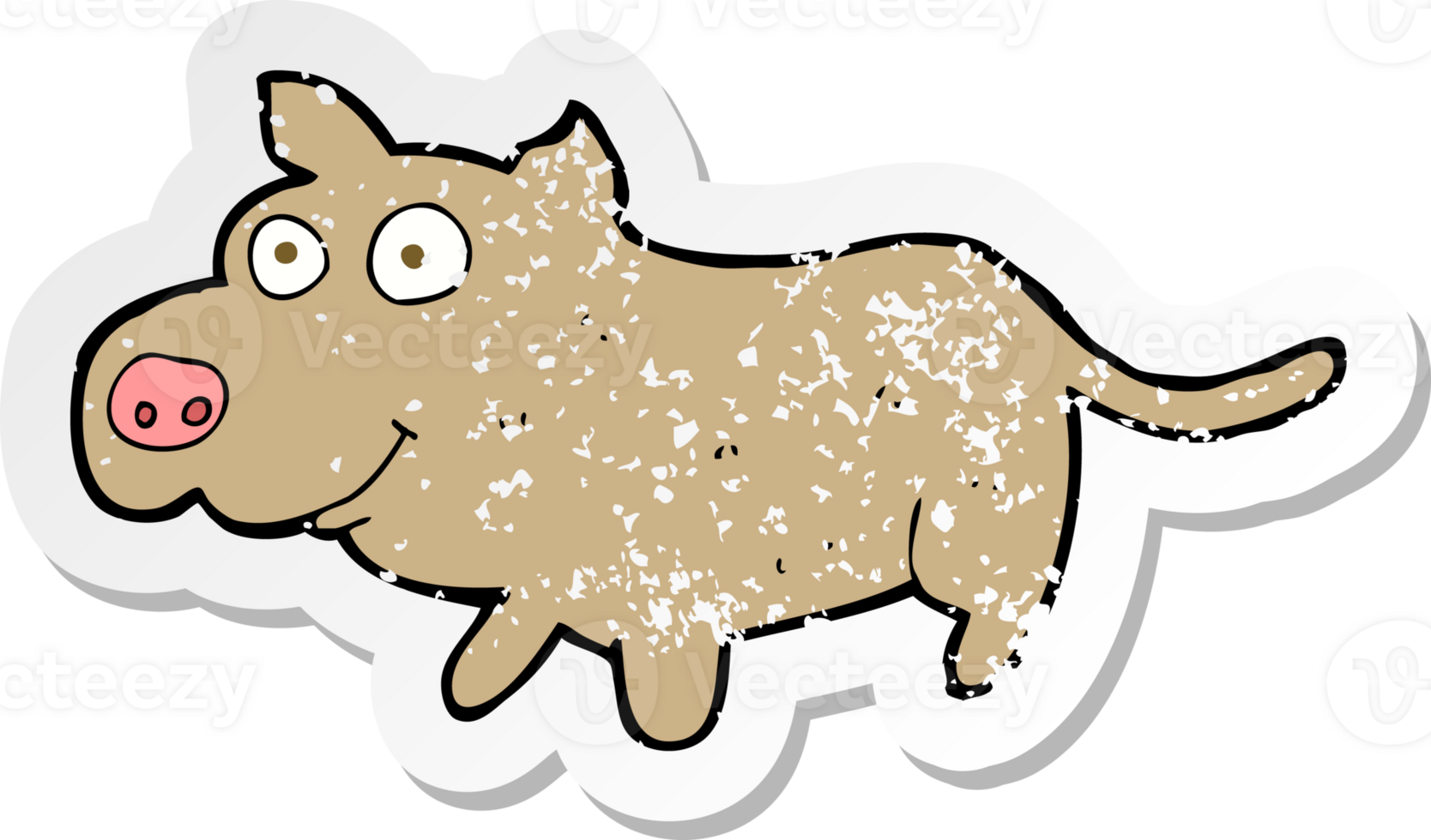 retro distressed sticker of a cartoon happy little dog png