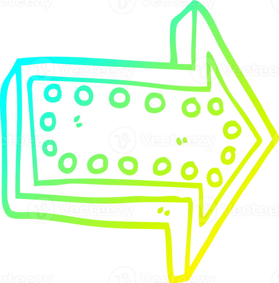 cold gradient line drawing of a cartoon arrow pointing direction png