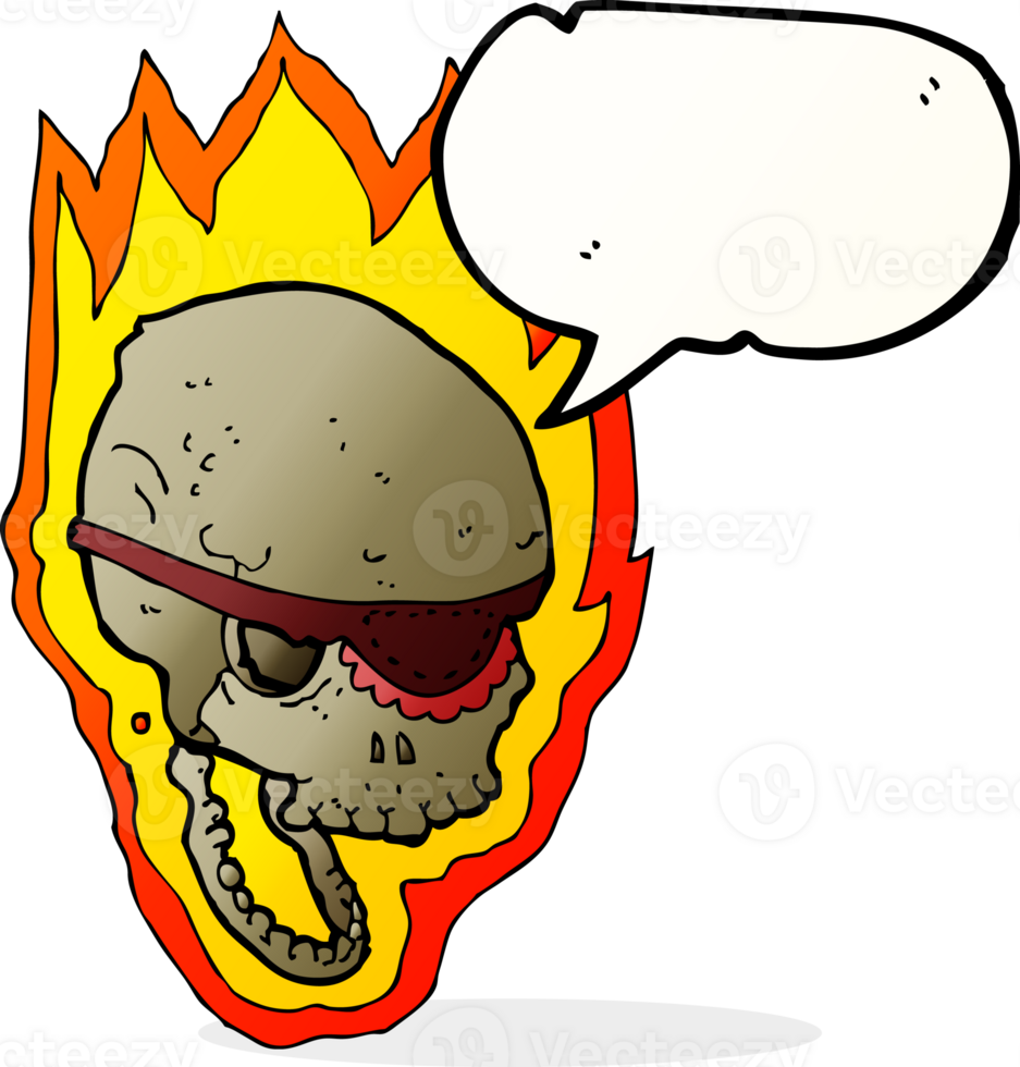 cartoon flaming pirate skull with speech bubble png