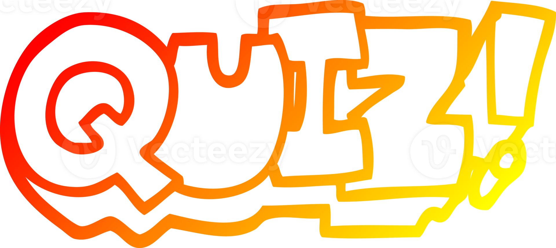 warm gradient line drawing of a cartoon word quiz png