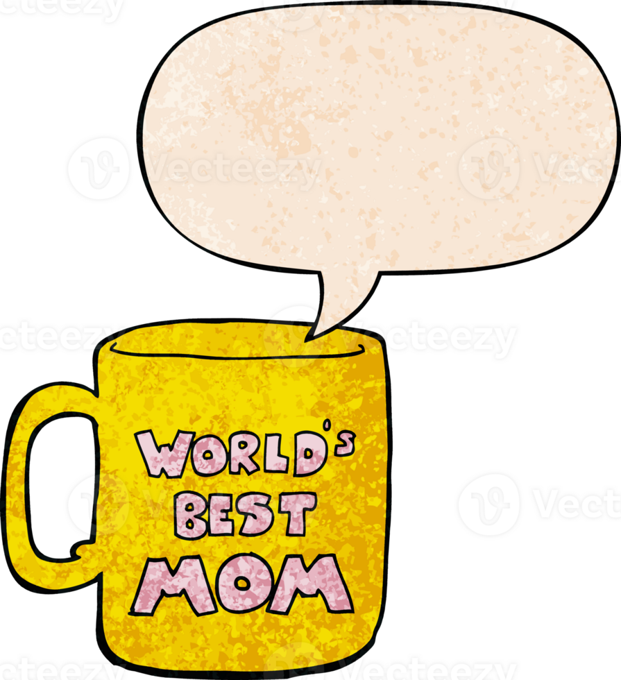 worlds best mom mug with speech bubble in retro texture style png