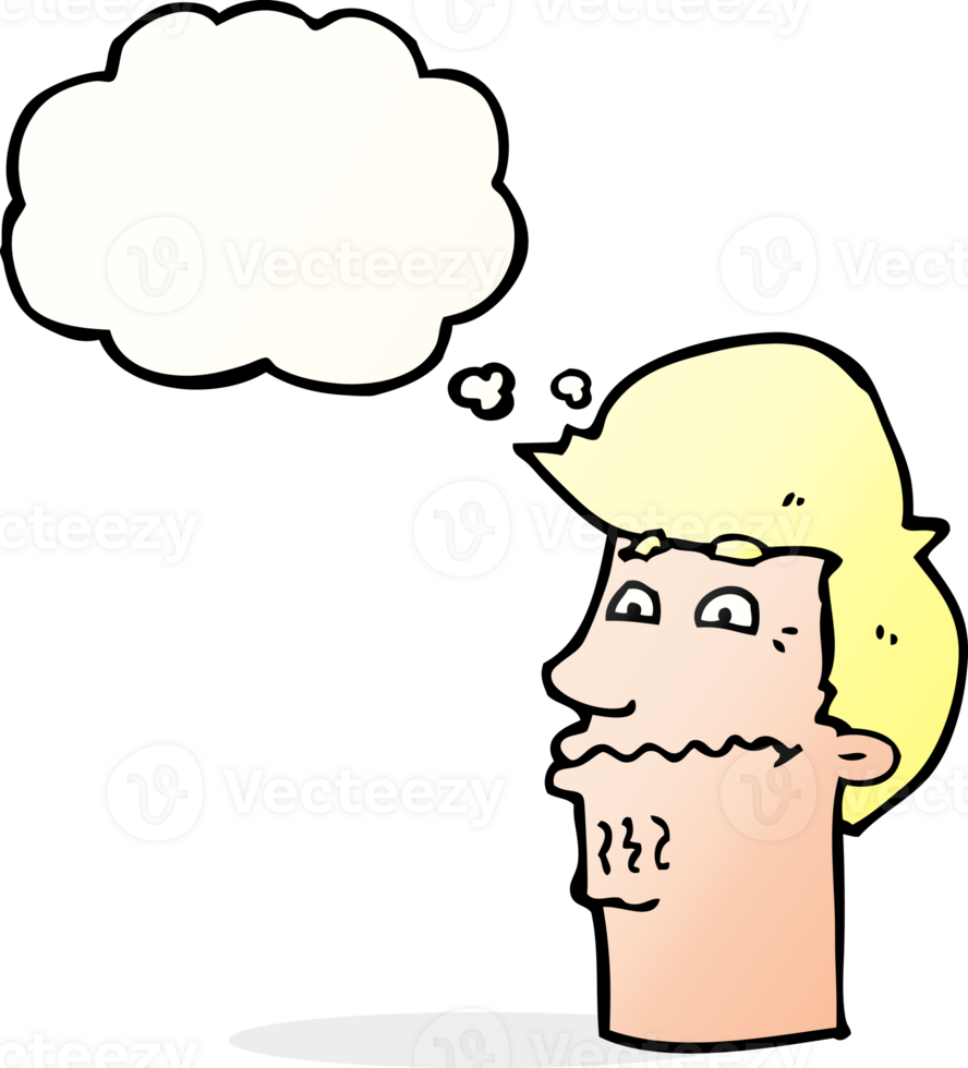 cartoon nervous man with thought bubble png