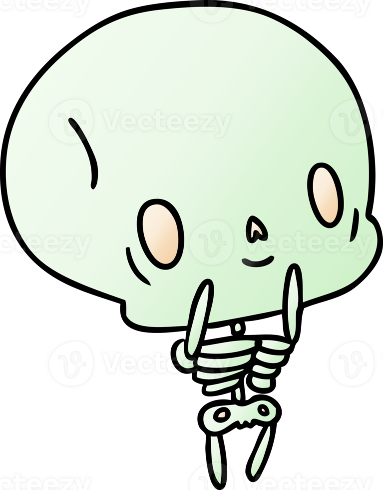 gradient cartoon illustration kawaii cute dead skeleton png