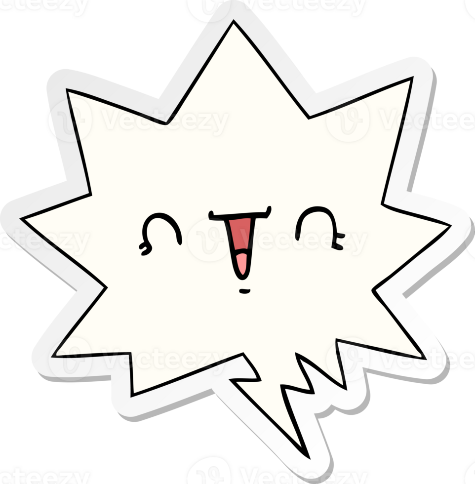 happy cartoon face with speech bubble sticker png