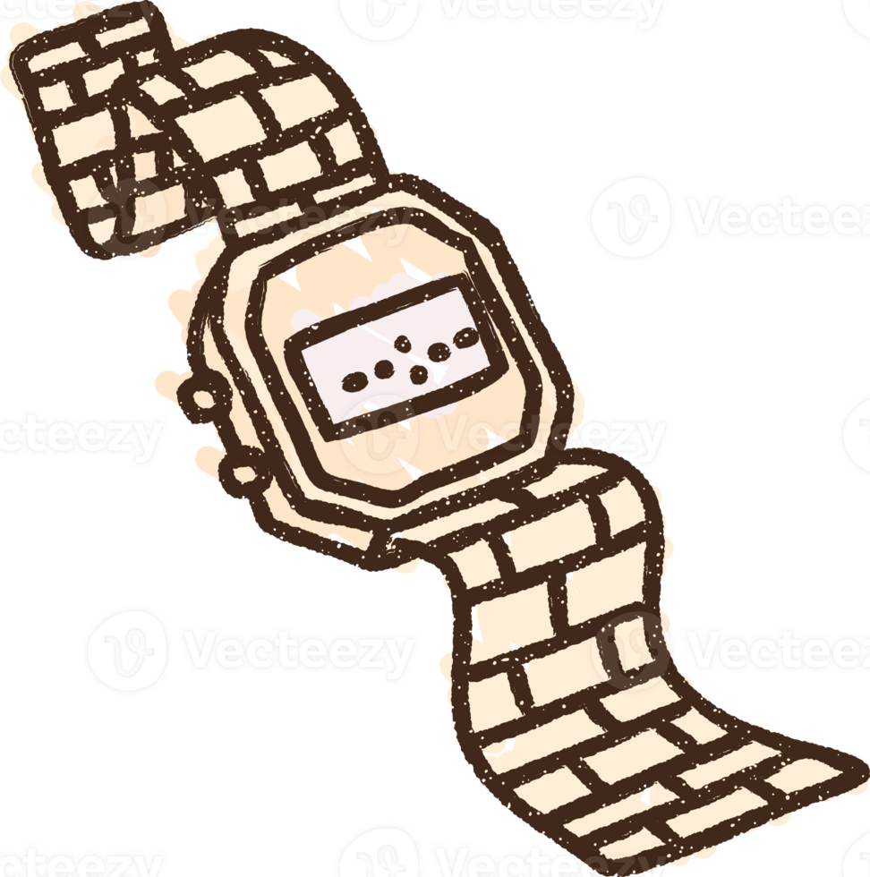 Digital Watch Chalk Drawing png