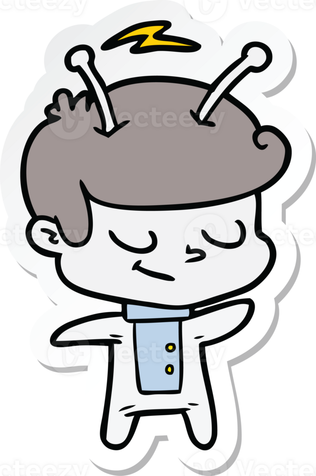 sticker of a friendly cartoon spaceman png