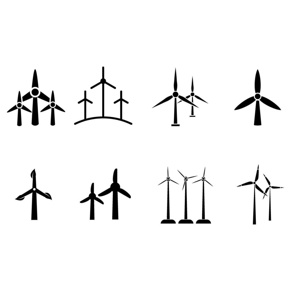 Wind energy icon set. Windmill illustration sign collection. Wind power plant symbol. Alternative energy logo. vector