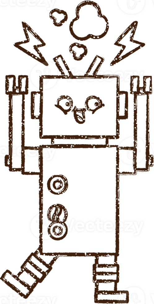 Robot Charcoal Drawing png