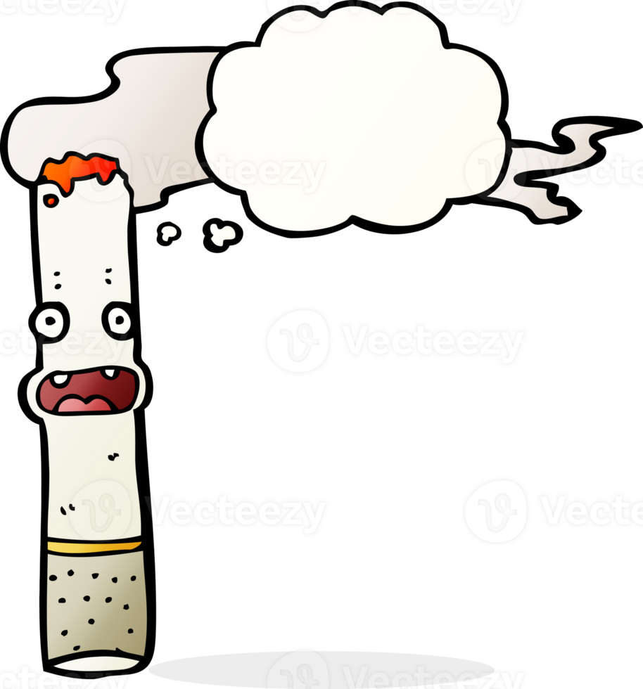 cartoon cigarette with thought bubble png