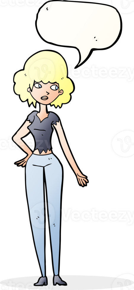 cartoon pretty woman with speech bubble png