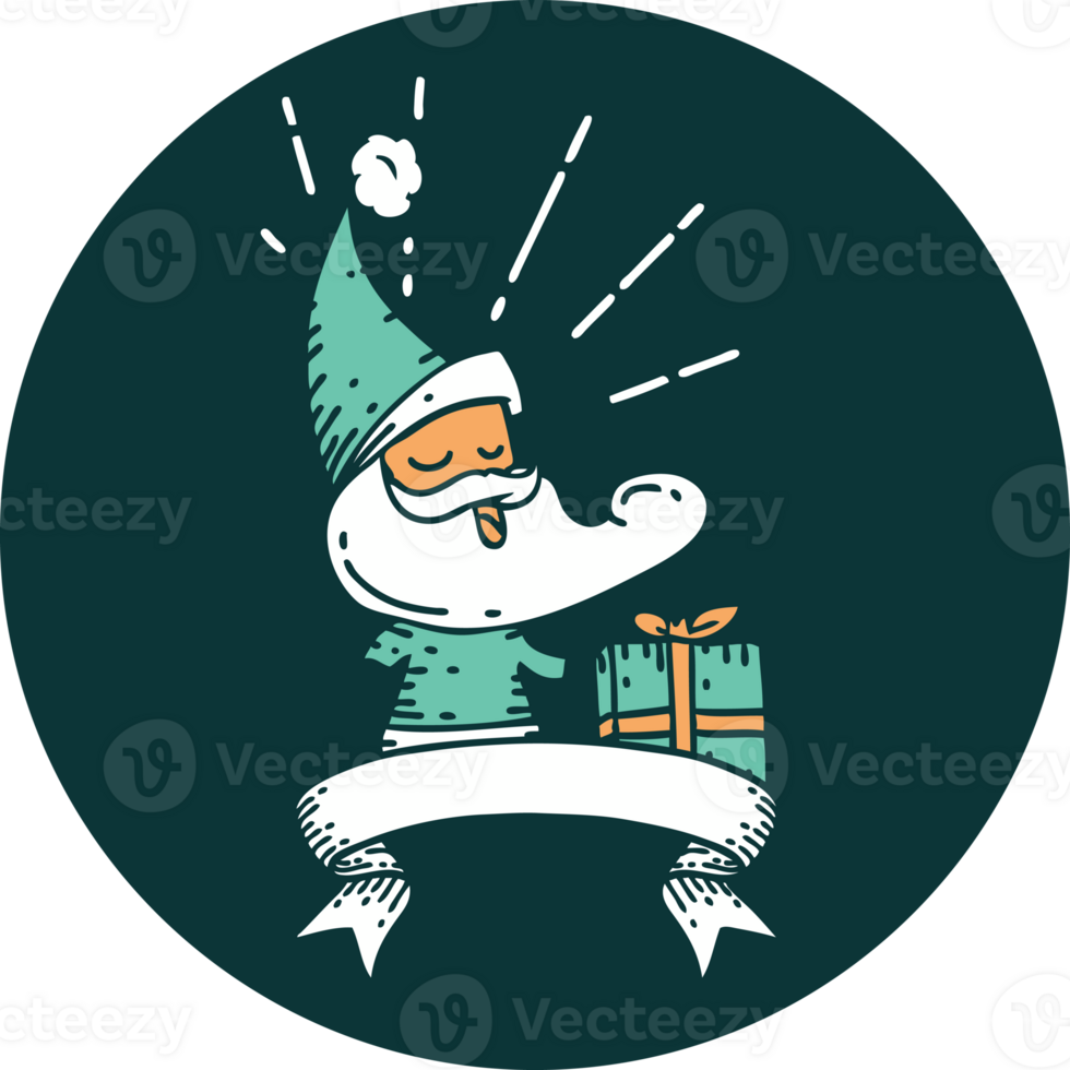 icon of a tattoo style santa claus christmas character png