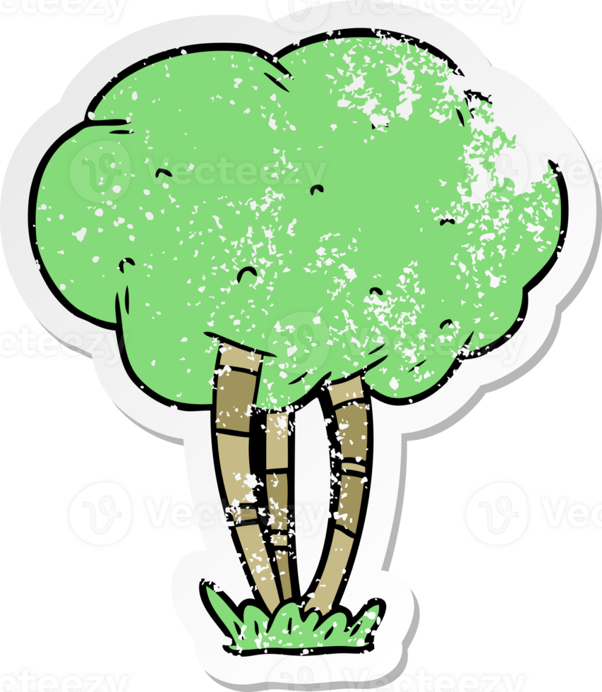 distressed sticker of a cartoon tree png