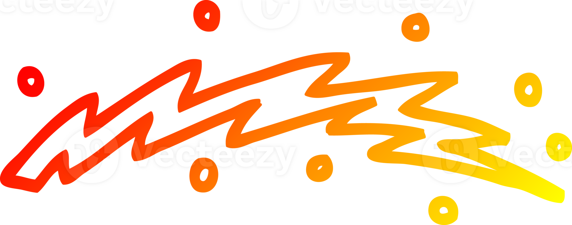 warm gradient line drawing of a cartoon lightning bolt png