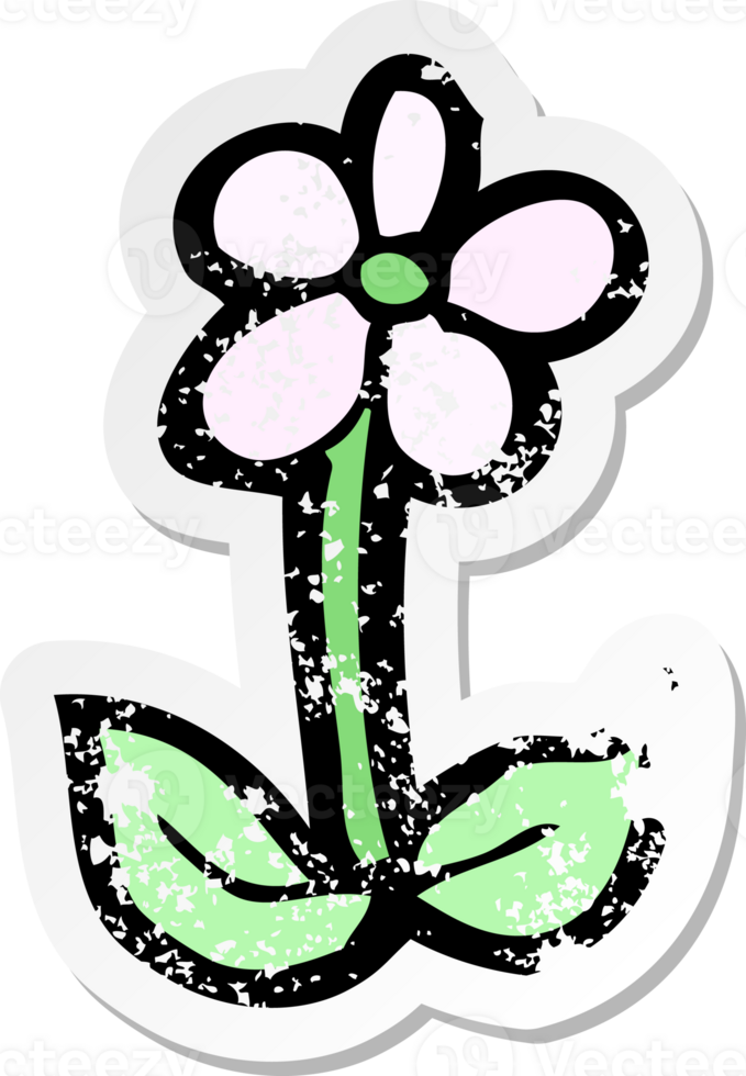 retro distressed sticker of a cartoon flower png