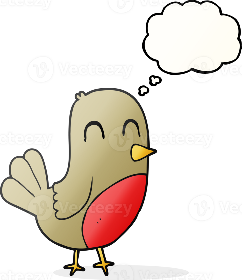 hand drawn thought bubble cartoon robin png