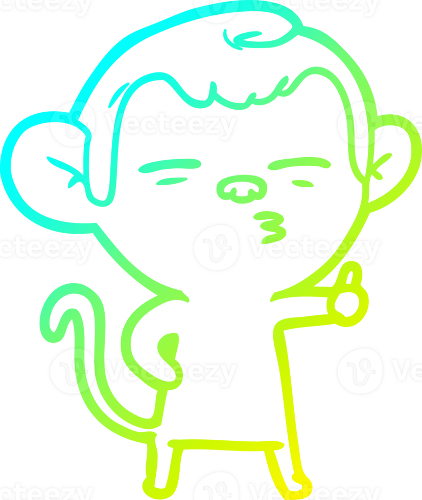 cold gradient line drawing of a cartoon suspicious monkey png
