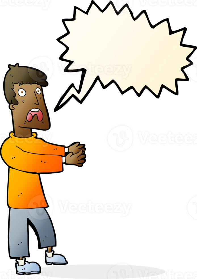 cartoon terrified man with speech bubble png