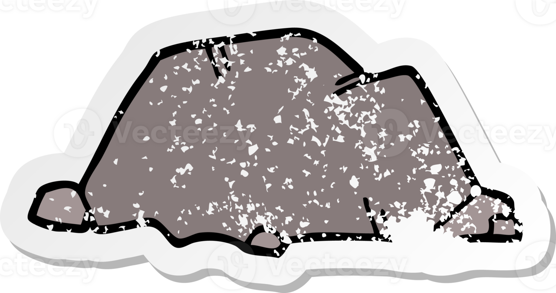 distressed sticker of a cartoon rock png