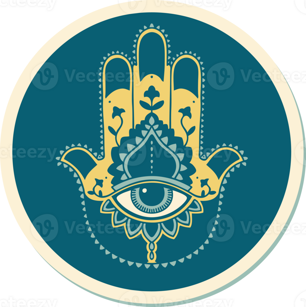sticker of tattoo in traditional style of a hamza png
