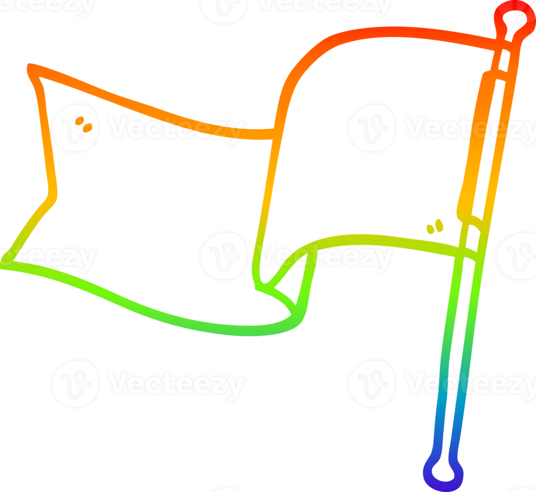 rainbow gradient line drawing of a cartoon red flag png