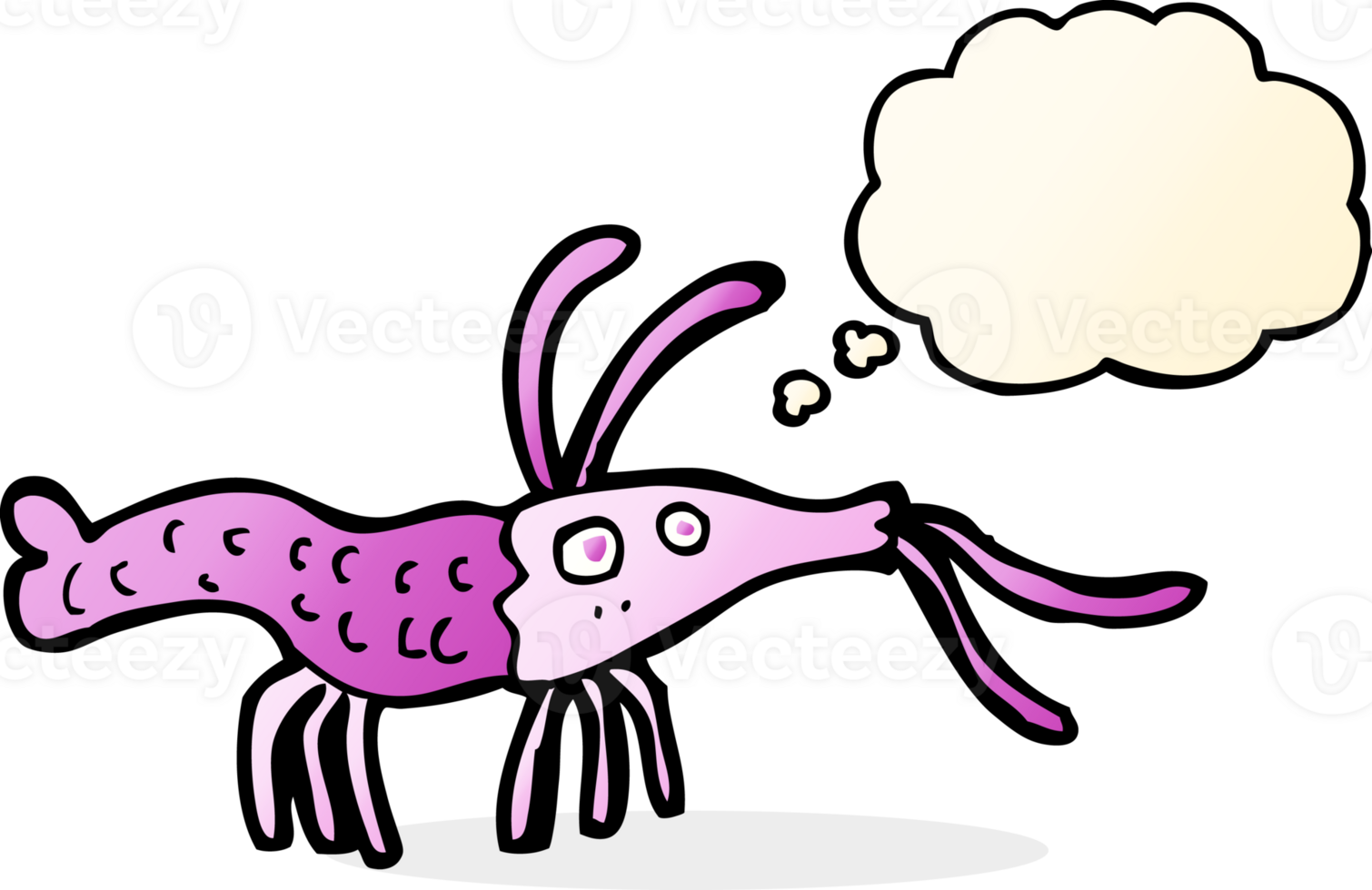 cartoon shrimp with thought bubble png
