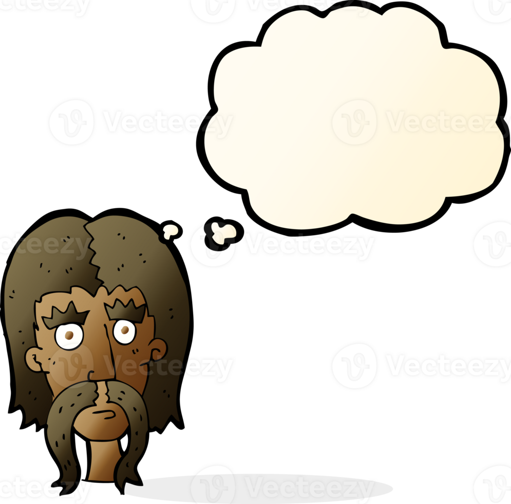 cartoon man with long mustache with thought bubble png
