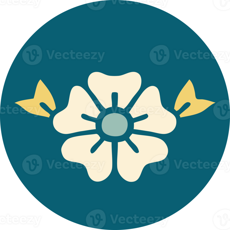 iconic tattoo style image of a flower png