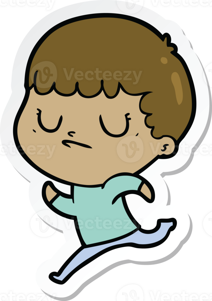 sticker of a cartoon grumpy boy png