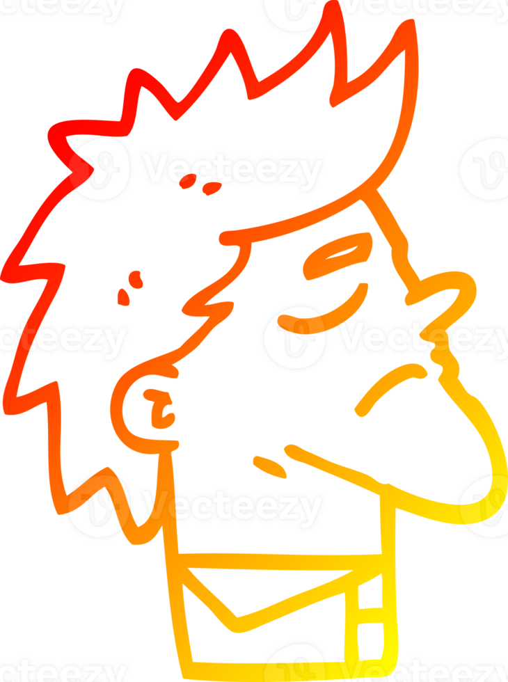 warm gradient line drawing of a cartoon arrogant man png