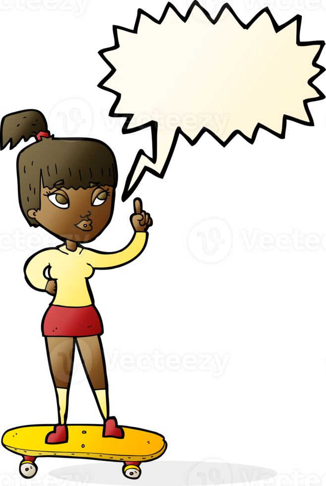 cartoon skater girl with speech bubble png