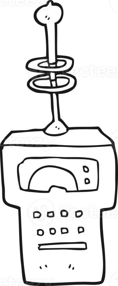 hand drawn black and white cartoon futuristic scanner png