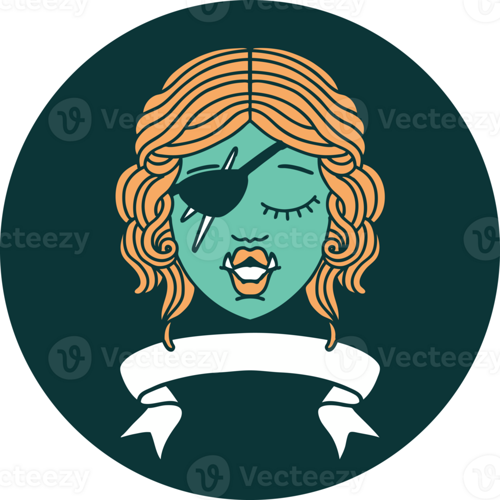 icon of orc rogue character face with banner png