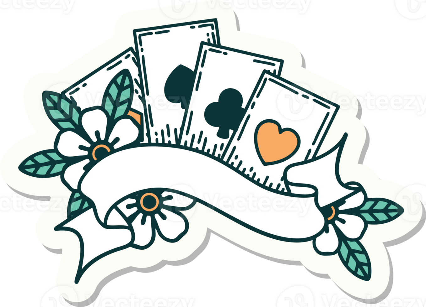 sticker of tattoo in traditional style of cards and banner png