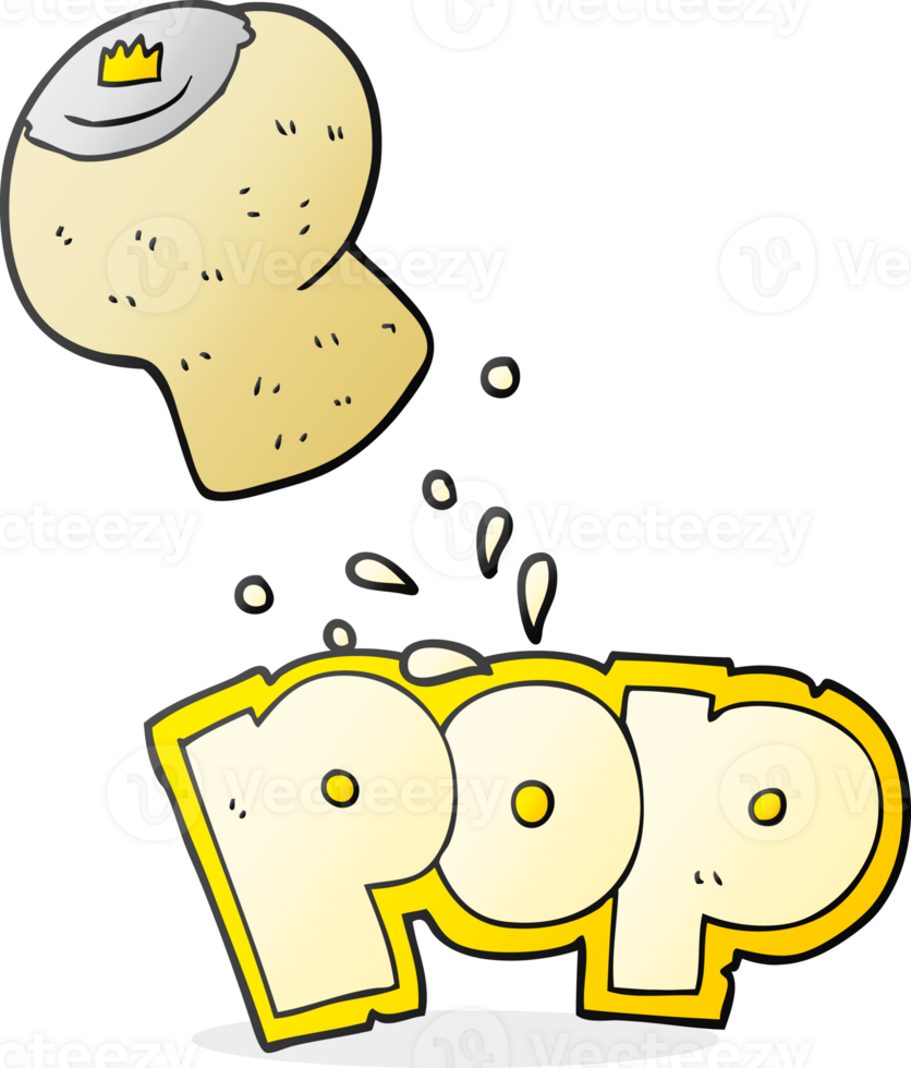 hand drawn cartoon champagne cork popping png