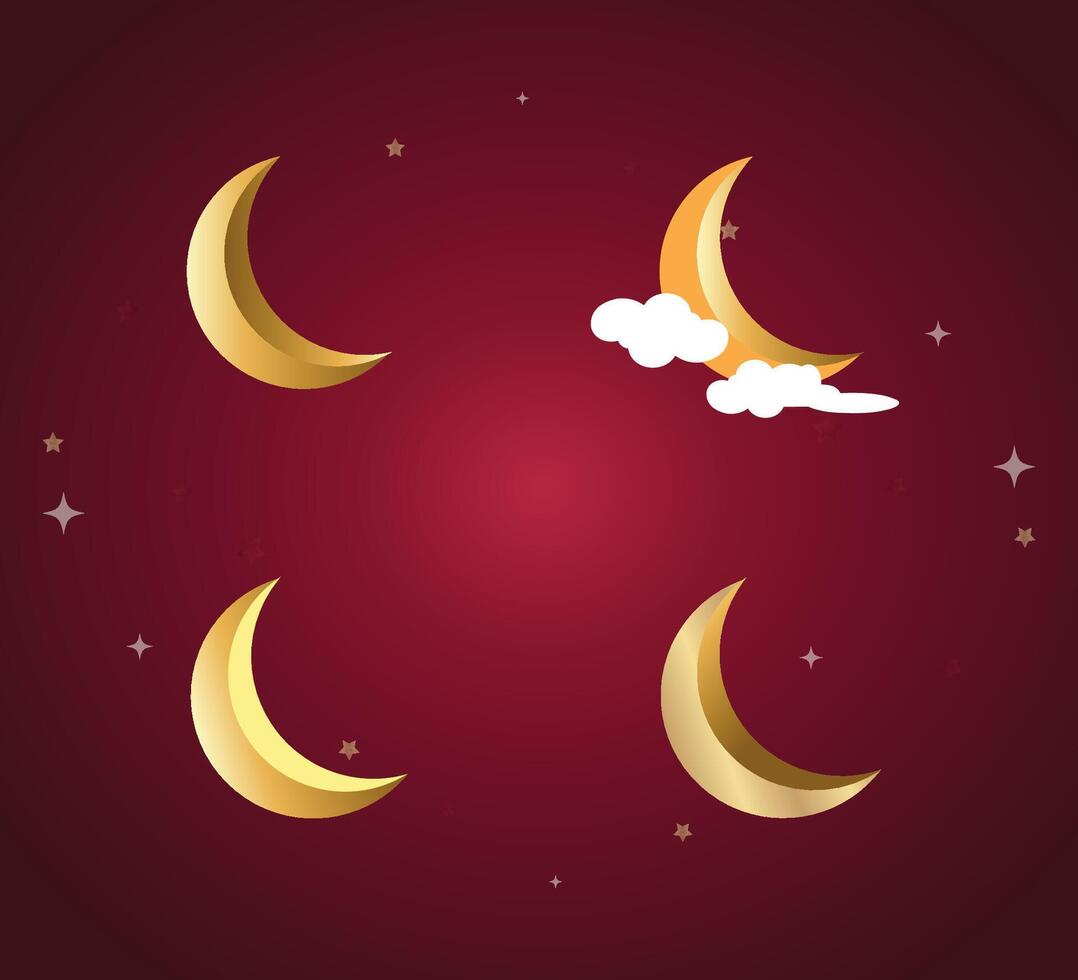 Set of moon illustration for eid vector