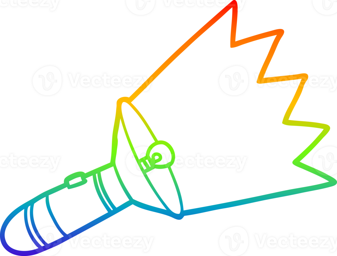 rainbow gradient line drawing of a old cartoon torch png