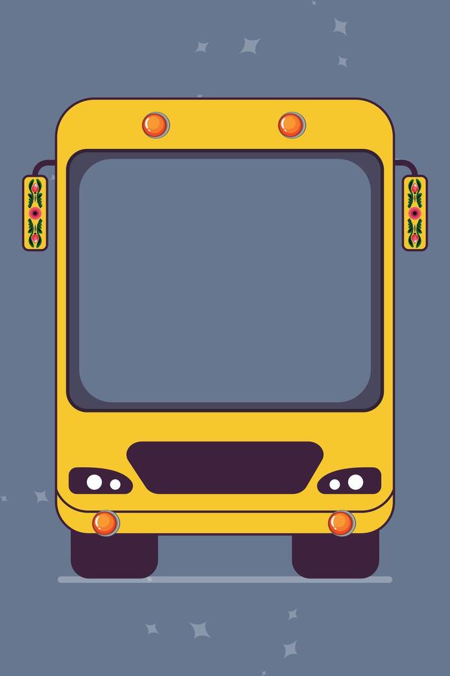 A yellow bus with the word bus on the front bus photo booth vector
