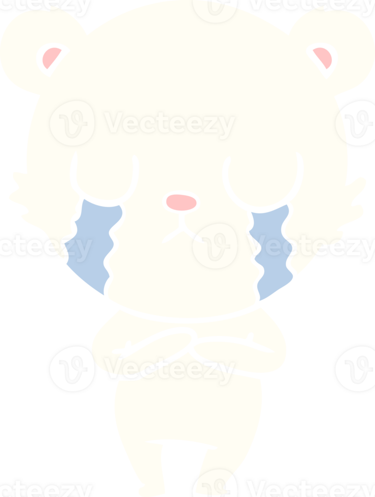 crying polar bear flat color style cartoon png