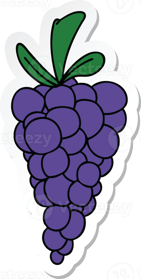 sticker of a quirky hand drawn cartoon bunch of grapes png