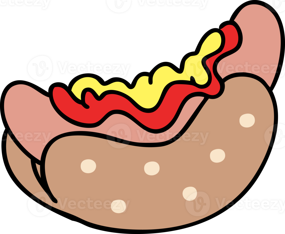 cartoon hotdog with ketchup and mustard png