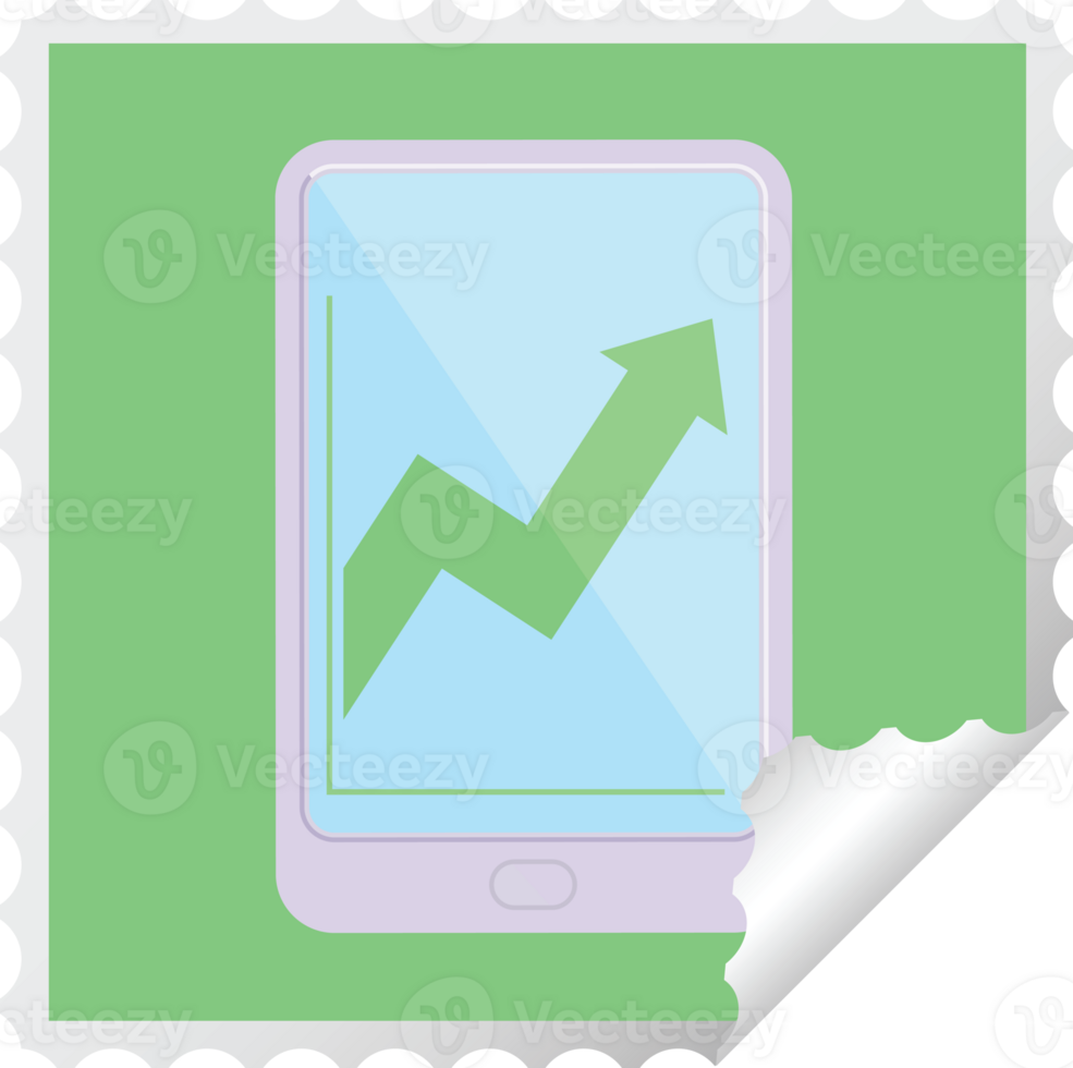 electronic tablet showing business performance graphic square sticker stamp png