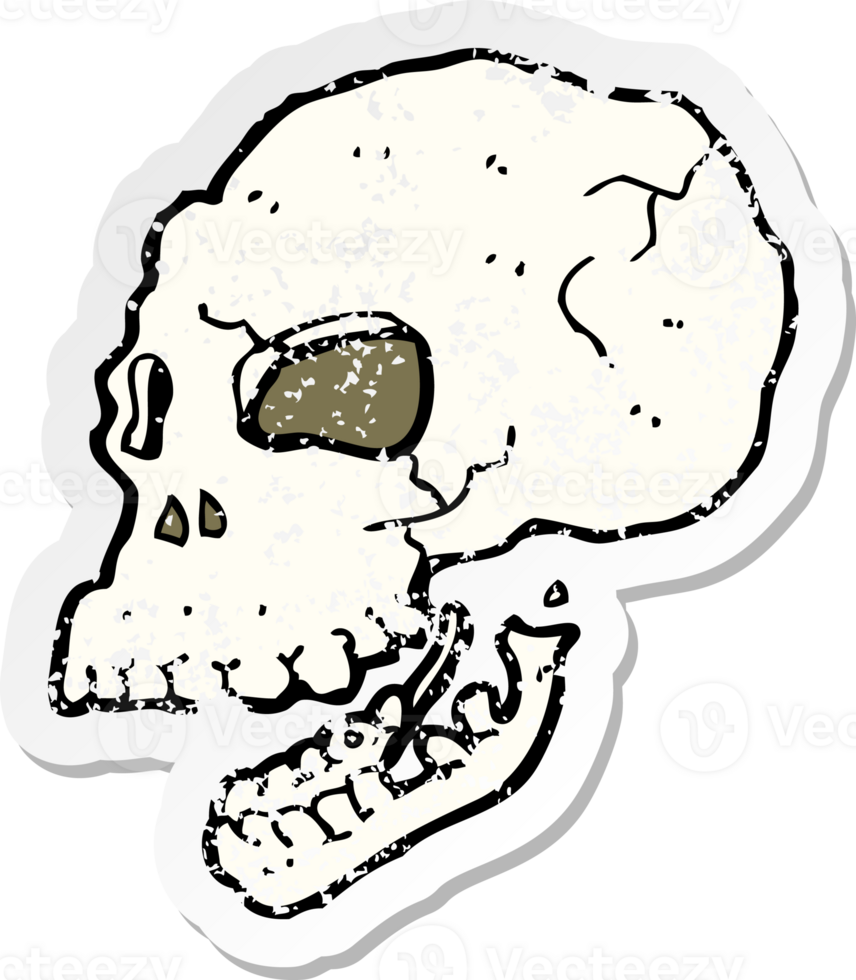 retro distressed sticker of a cartoon spooky skull png