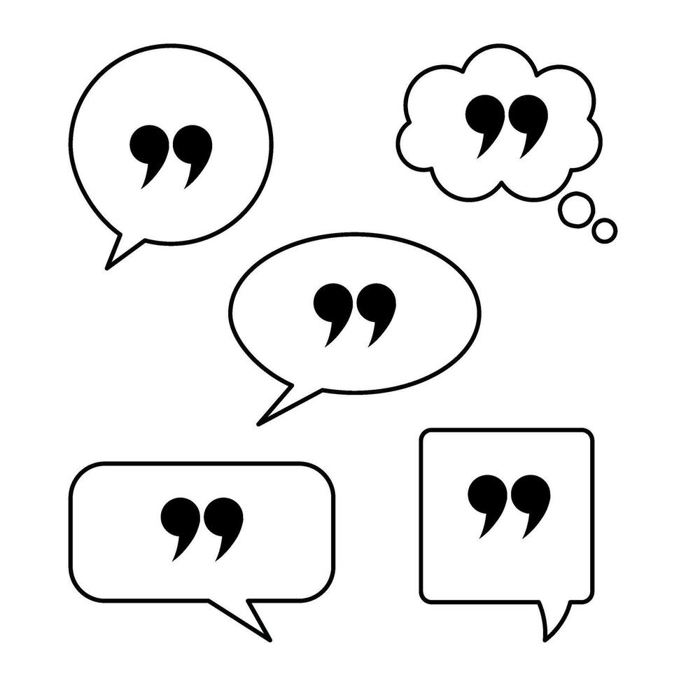 Quote speech box icon set on white background. vector