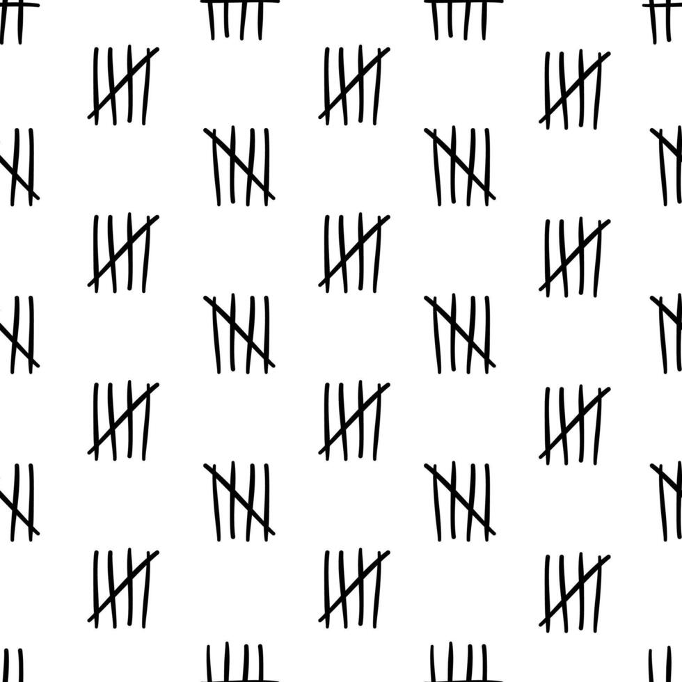 Tally mark seamless pattern isolate on white background. vector