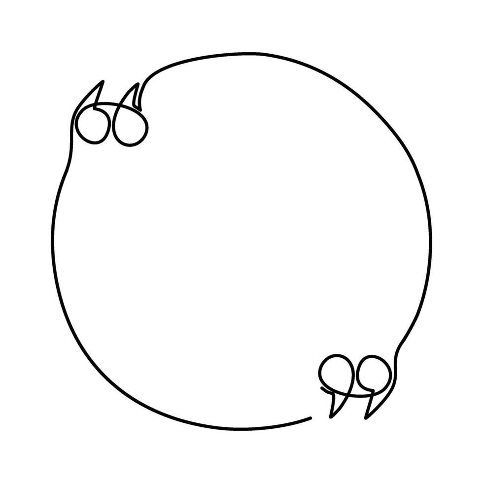 Continuous line drawing of Quote template on white background. vector