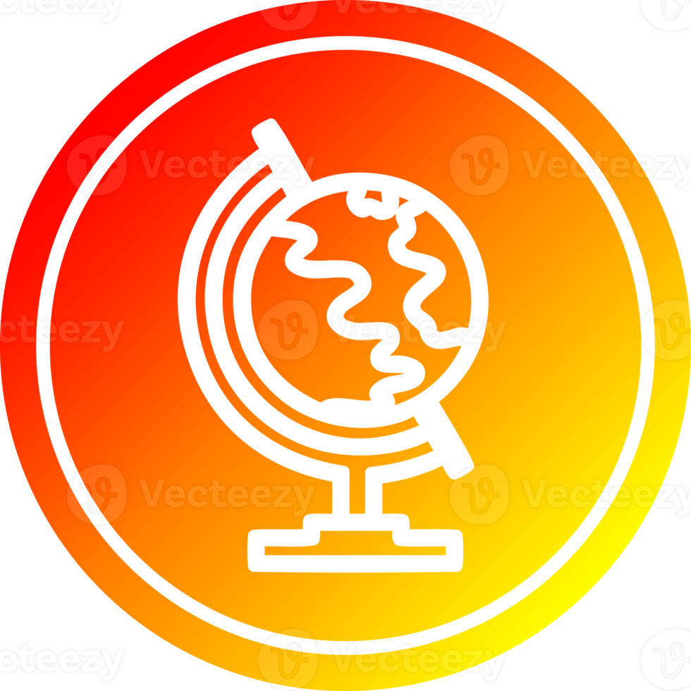 globe map circular icon with warm gradient finish png
